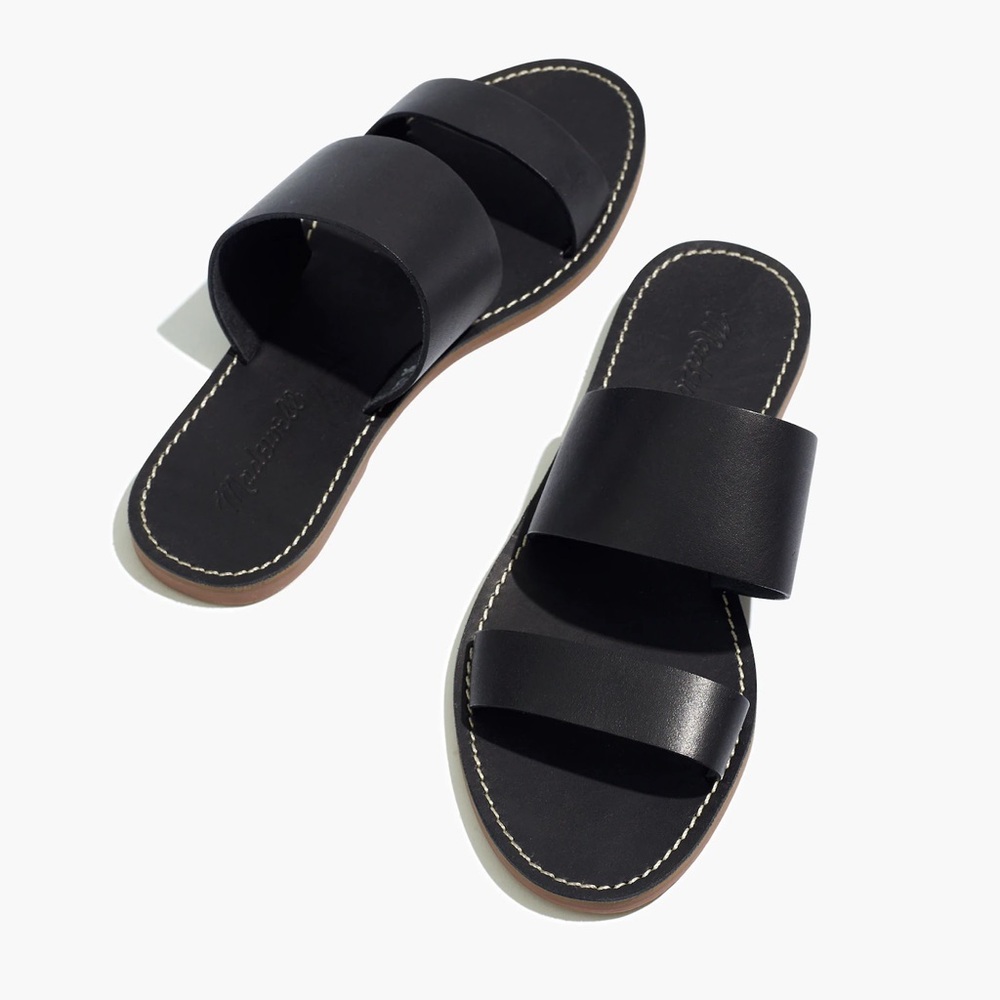 LIKE NEW Madewell Black Leather Slide Sandals